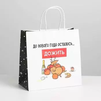 Пакет подарочный «До Нового года осталось», 22 × 22 × 11 см