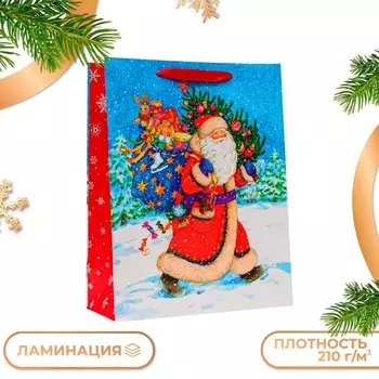 Пакет подарочный «Довольный дед мороз», 3342.515 см