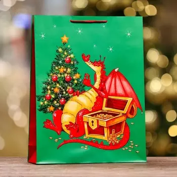 Пакет подарочный новогодний ламинированный «Дракон» , 3342.510 см