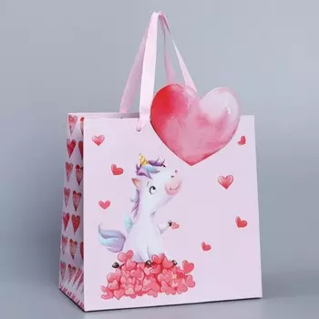 Пакет подарочный «Единорог», объёмная деталь, 22 х 22 х 10 см