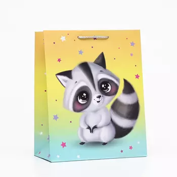 Пакет подарочный "Енот", 26 х 32 х 12 см