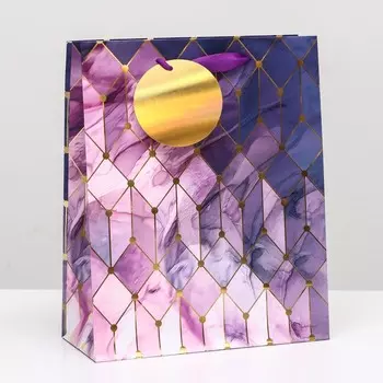 Пакет подарочный "Фиолетовый мрамор" 32 х 26 х 12 см