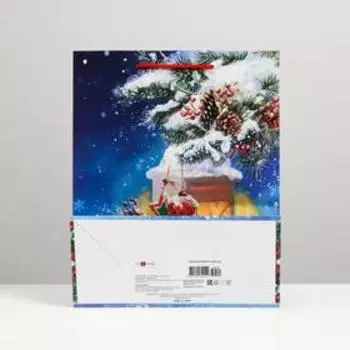 Пакет подарочный "Фонарь в лесу", 26 х 32 х 12 см