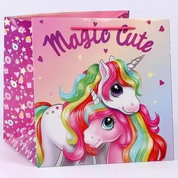 Пакет подарочный глянцевый «Единорожки», 303030 см