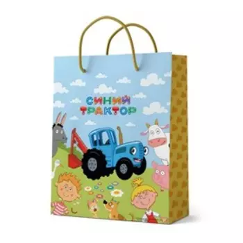 Пакет подарочный глянцевый "Синий ТРАКТОР" 40*49*19 см
