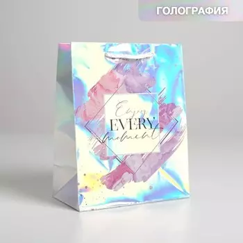 Пакет подарочный голографический, упаковка, «Enjoy every moment», 18 х 23 х 10 см
