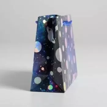 Пакет подарочный голографический, упаковка, «Космос», 15 х 12 х 5,5 см