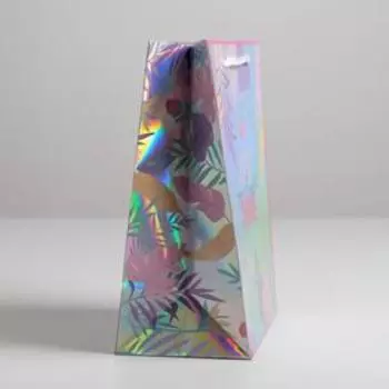Пакет подарочный голографический, упаковка, Let your light shine, 18 х 23 х 10 см