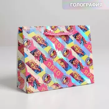 Пакет подарочный голографический «Shine like a star», 15 × 12 × 5,5 см