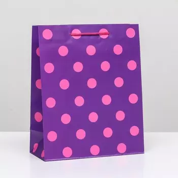 Пакет подарочный "Горошек на фиолетовом" 26 х 32 х 12 см