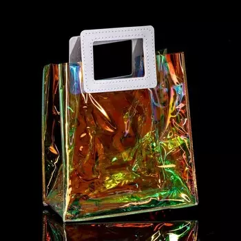 Пакет подарочный из ПВХ, иридисцентный, белый 201810 см