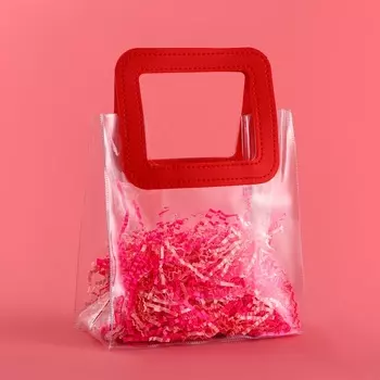 Пакет подарочный из ПВХ, красный, 201810 см