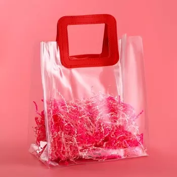 Пакет подарочный из ПВХ, красный, 252815 см