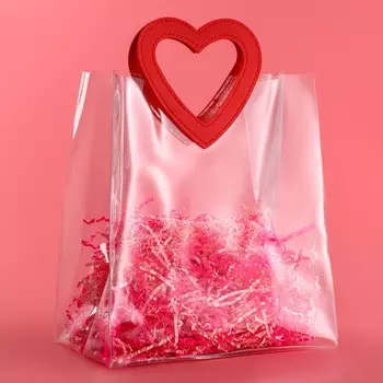 Пакет подарочный из ПВХ, красный, 252815 см