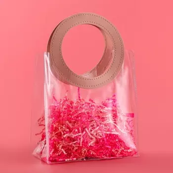 Пакет подарочный из ПВХ, розовый, 201810 см