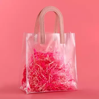 Пакет подарочный из ПВХ, розовый, 201810 см