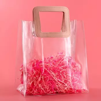 Пакет подарочный из ПВХ, розовый, 252815 см