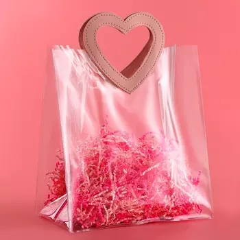 Пакет подарочный из ПВХ, розовый, 252815 см