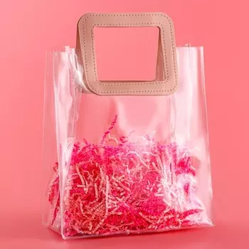 Пакет подарочный из ПВХ, розовый, 26.52312 см