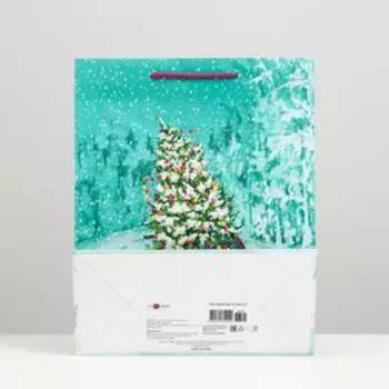 Пакет подарочный "Ёлка в машине", 26 х 32 х 12 см