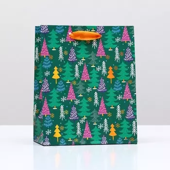 Пакет подарочный "Ёлочки", 18 х 22,3 х 10 см