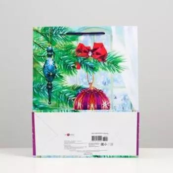 Пакет подарочный "Ёлочные игрушки", 26 х 32 х 12 см