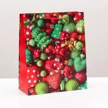 Пакет подарочный "Ёлочные игрушки", 26 х 32 х 12 см