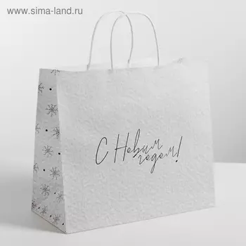 Пакет подарочный новогодний крафт «Чудесный праздник», 25 х 22 х 12 см