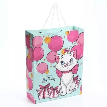 Пакет подарочный крафт Happy Birthday, 403111.5 см, Коты аристократы