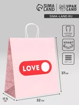 Пакет подарочный крафт «Любовь» 3217.537 См