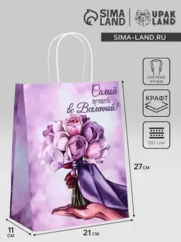 Пакет подарочный крафт «Лучшей во вселенной» 211127 См