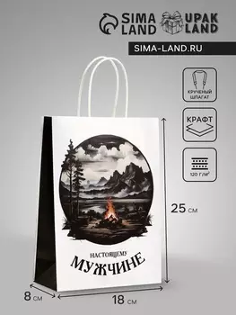 Пакет подарочный крафт «Настоящему мужчине», 18825 см