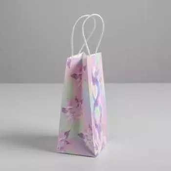 Пакет подарочный крафт «Нежность», 12 × 21 × 9 см