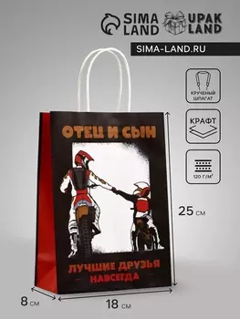 Пакет подарочный крафт «Отец и сын», 18825 см