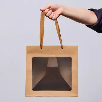 Пакет подарочный, крафт, с окном, 252525 см