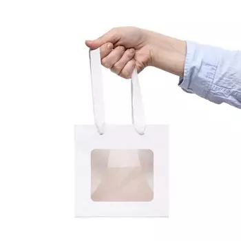 Пакет подарочный, крафт, с окном, «Белый», 151515 см