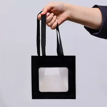 Пакет подарочный, крафт, с окном, «чёрный», 151515 см