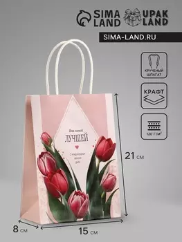 Пакет подарочный крафт,«Самой лучшей», 15821 см