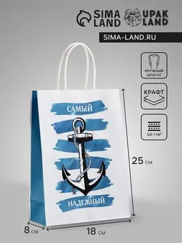 Пакет подарочный крафт «Самый надежный», 18825 см