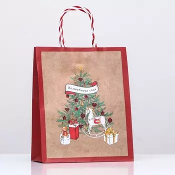 Пакет подарочный крафт «Волшебного года» 263212 см