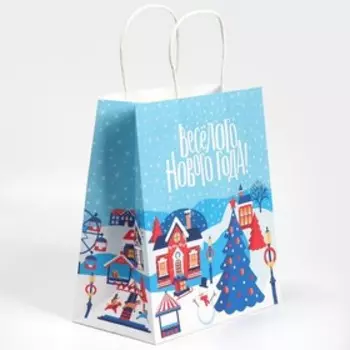 Пакет подарочный крафтовый «Городок», 22 х 25 х 12 см