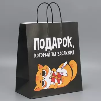 Пакет подарочный крафтовый, упаковка, «Киса», 28 х 32 х 15 см