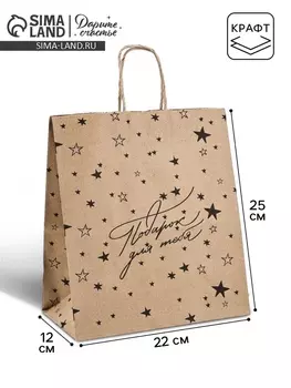 Пакет подарочный крафтовый «Подарок для тебя» 22 х 25 х 12 см