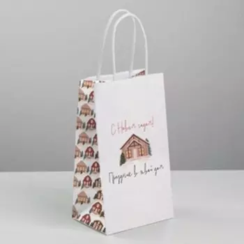Пакет подарочный крафтовый «Праздник», 12 × 21 × 9 см
