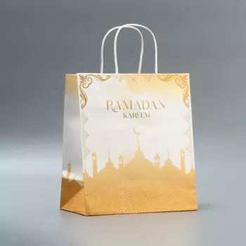 Пакет подарочный крафтовый «Рамадан», Ramadan kareem, 22 х 25 х 12 см