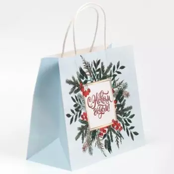 Пакет подарочный крафтовый «Рябина», 25 х 22 х 12 см