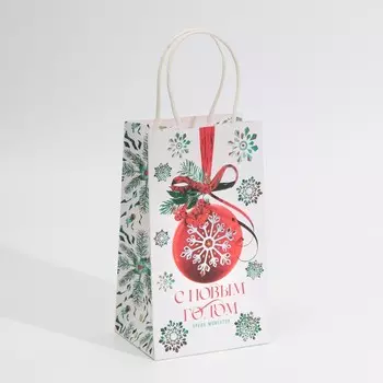 Пакет подарочный крафтовый «С Новым годом», 12 21 9 см