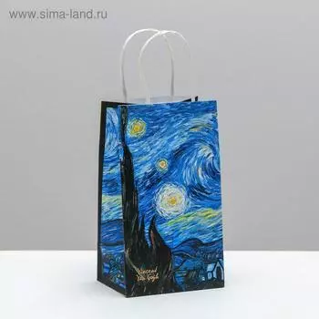 Пакет подарочный крафтовый, упаковка, «Ван Гог», 12 х 21 х 9 см