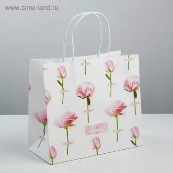 Пакет подарочный крафтовый, упаковка, You are beautiful, 25 х 22 х 12 см