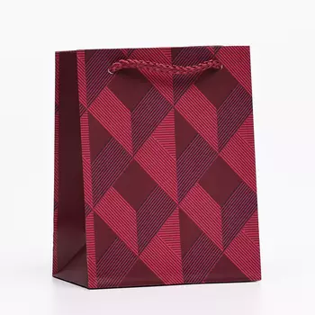 Пакет подарочный "Красный ромб", 11,5 х 14,5 х 6,5 см